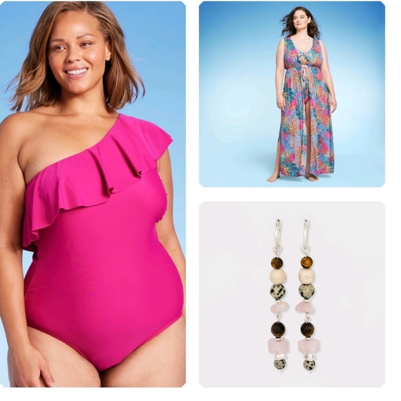 One Shoulder Ruffle PinkFull Coverage One Piece Swimsuit - Kona Sol - Picture 7 of 12